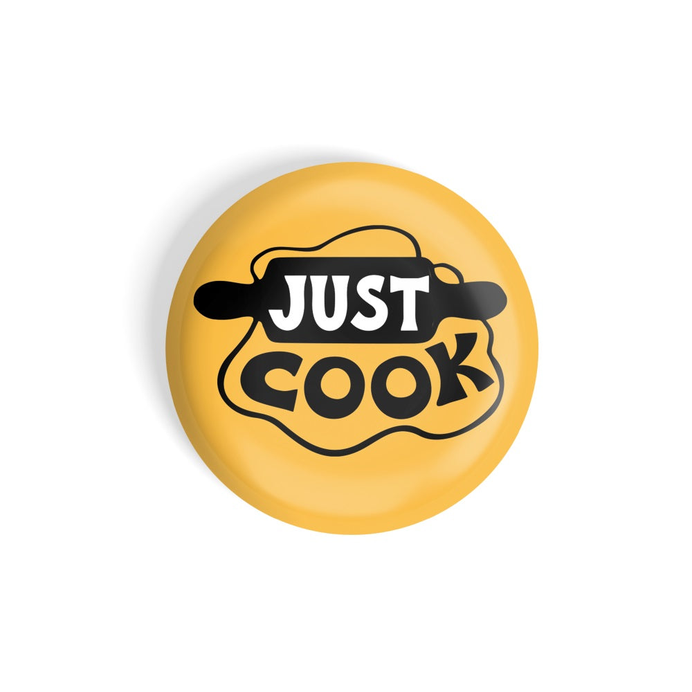 dhcrafts Round Fridge Magnet Yellow Food Lovers Just Cook Glossy Finish Design Pack of 1 (58 mm)